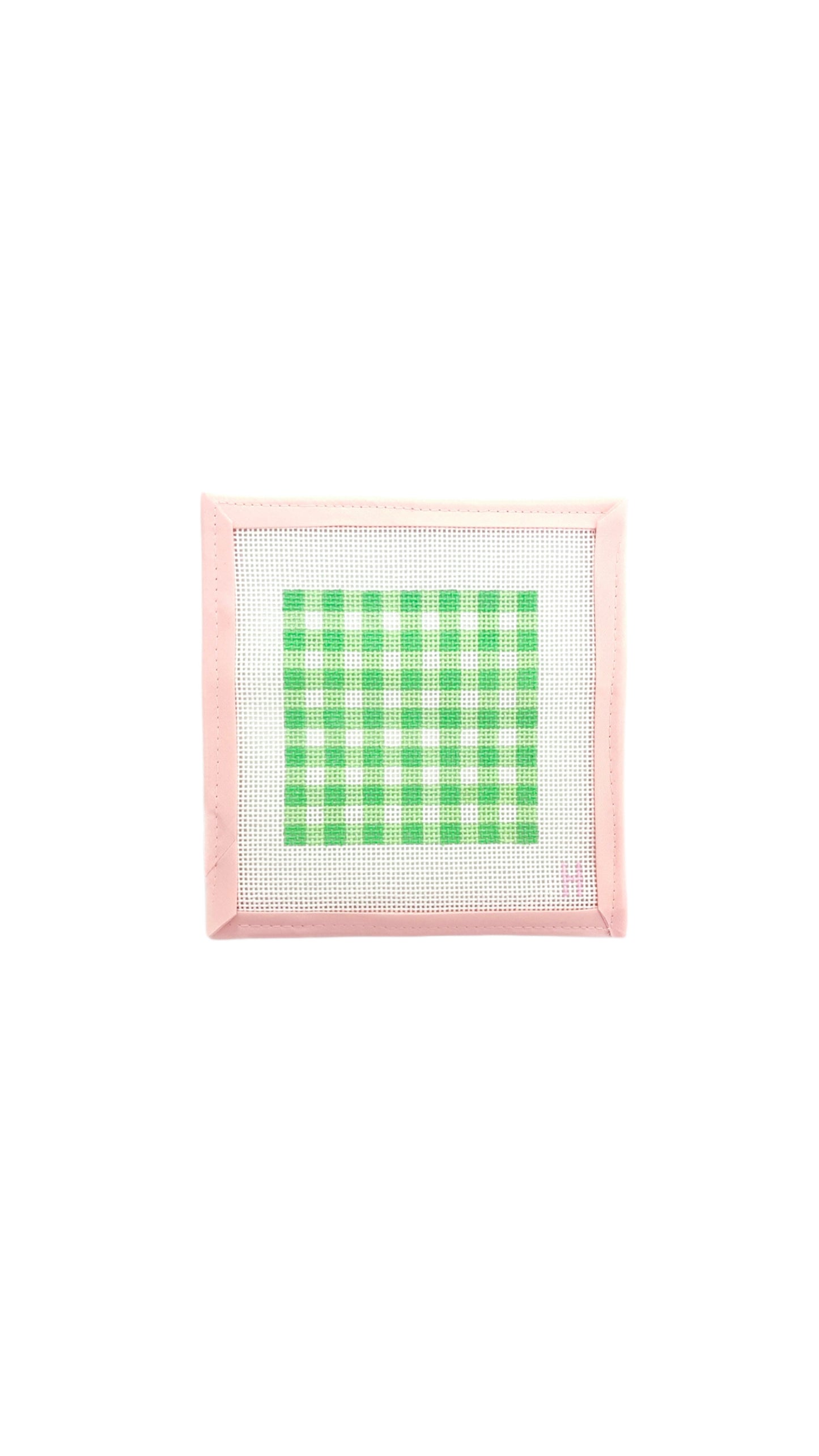Green Gingham Square Canvas