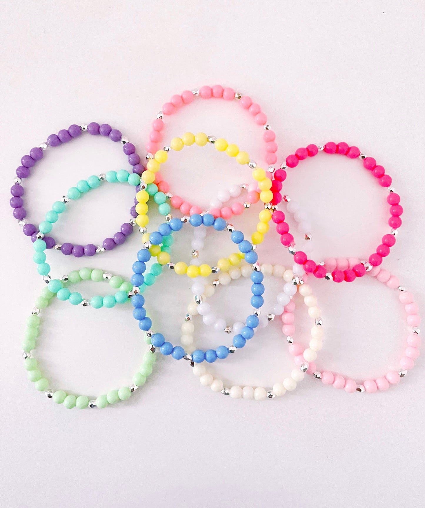 Color Bracelets with Silver Accents