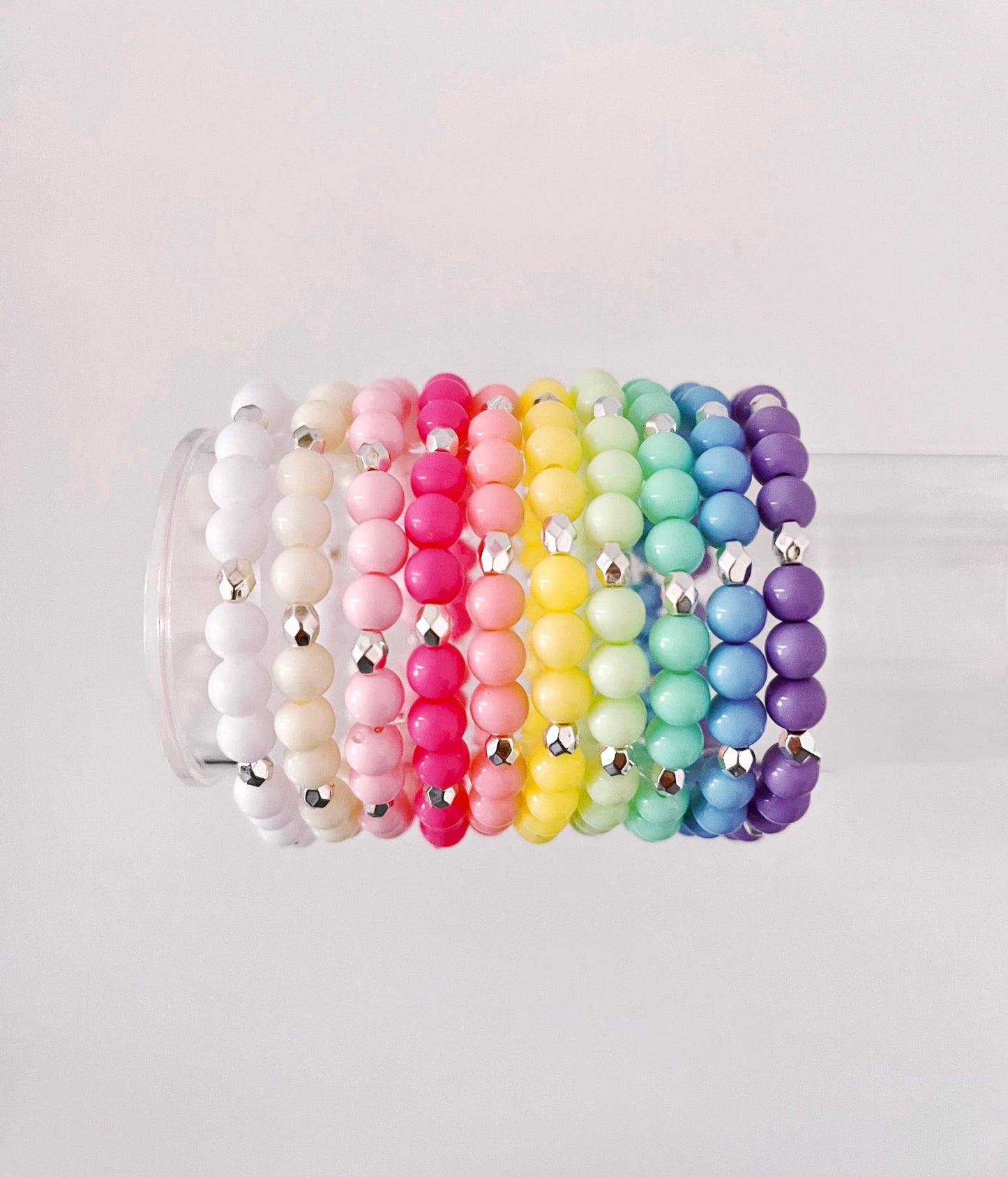 Color Bracelets with Silver Accents
